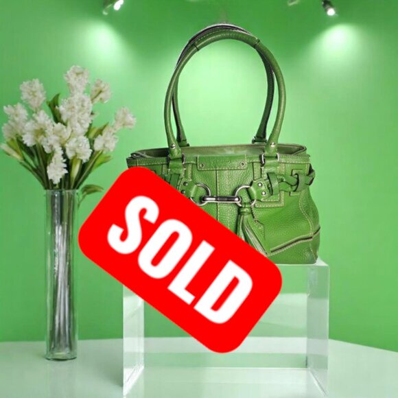Coach Handbags - COACH Hampton Pebble Green Leather Satchel